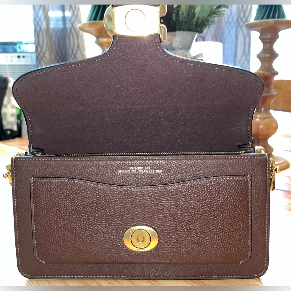 Coach Tabby Medium Polished Pebble Leather Shoulder Bag 26 - Picture 6 of 15